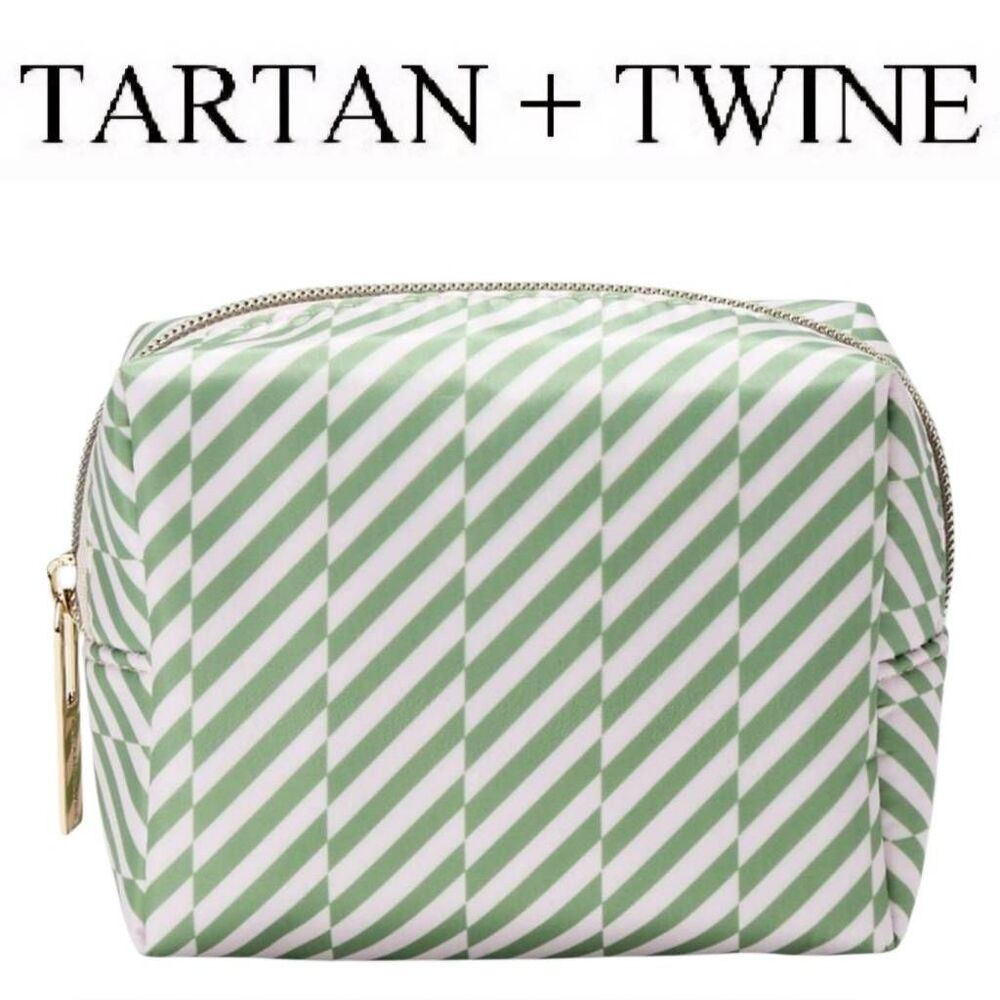 Tartan‎ + Twine Pink & Green Striped Cosmetic Bag